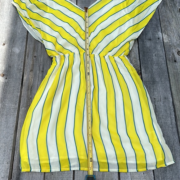 EUC Jealous Tomato Yellow, Cream and Navy Striped Dress - Picture 11 of 16